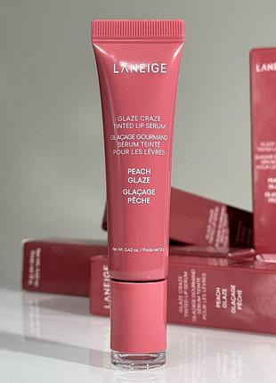 Тонирующий блеск-сыворотка для губ laneige glaze craze tinted lip serum (peach glaze) 12 g