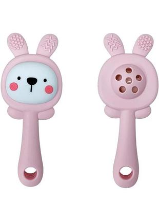 Силіконовий прорізувач-брязкальце "зайка" mgz-0427(pink)