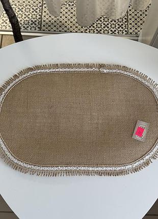 Сервірувальна серветка (плейсмат) лляна з мереживом 445-198 natural lace bona di 30*45см овал