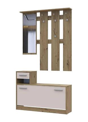 Прихожая с зеркалом doros alice дуб эвок/кашемир 100х25х182.9 drs-011755 (44900360)