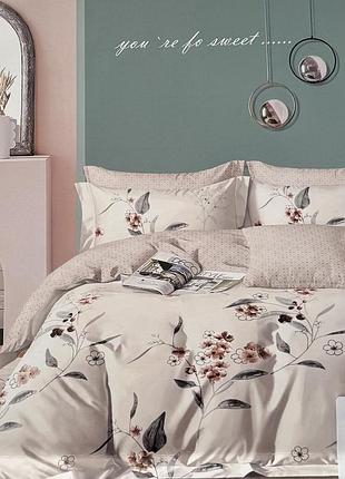 Комплект постельного белья "сolorful home" фланель евро світлий квіти