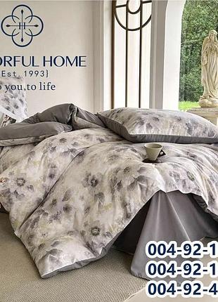 Комплект постільної білизни "сolorful home" фланель зима люкс євро (в асортименті) сірий квіти