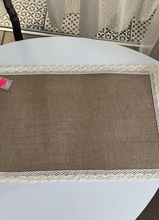 Сервировочная салфетка (плейсмат) льняная с кружевом 445-197 natural lace bona di 30*45см