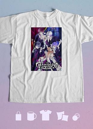 Футболка з принтом диявольські коханці diabolik lovers l біла