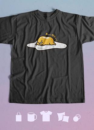 Футболка с принтом гудетама gudetama xl чорна