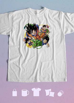 Футболка з принтом драгонбол dragon ball xxl біла