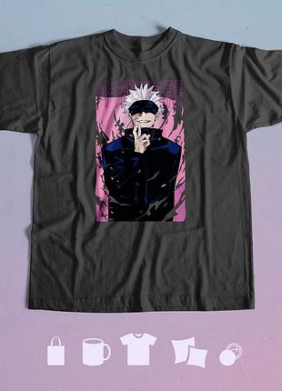 Футболка с принтом магическая битва jujutsu kaisen m чорна