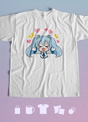 Футболка з принтом міку хацуне hatsune miku xl біла