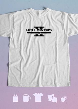 Футболка с принтом helldivers 2 xxl біла