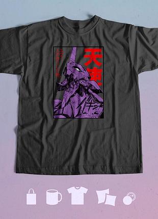 Футболка с принтом евангелион neon genesis evangelion l чорна