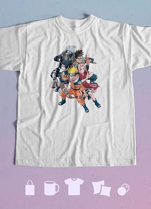 Футболка с принтом аниме наруто naruto m біла