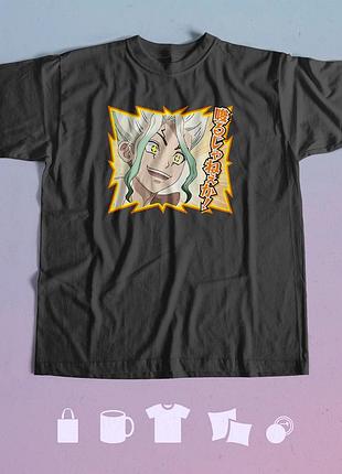 Футболка з принтом доктор стоун dr. stone xl чорна