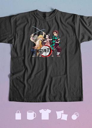 Футболка з принтом клинок який знищує демонів demon slayer xxl чорна
