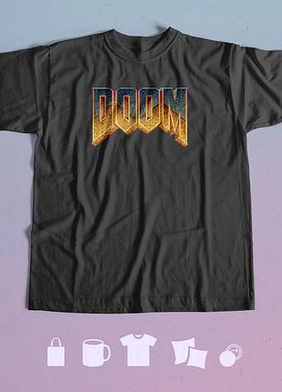 Футболка с принтом doom s чорна