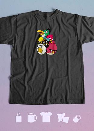 Футболка с принтом angry birds s чорна