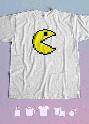 Футболка с принтом pac man пак мен xxl біла