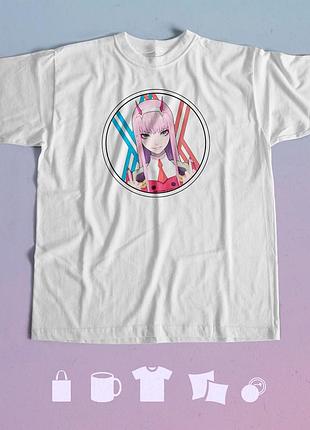 Футболка с принтом милый во франксе darling in the franxx