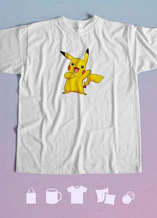Футболка з принтом pokemon пакемони пікачу m біла