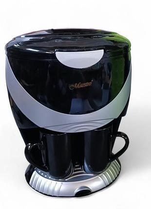 Кавоварка крапельна чорна з сірим 600 вт 0,4 л maestro mr-402_black