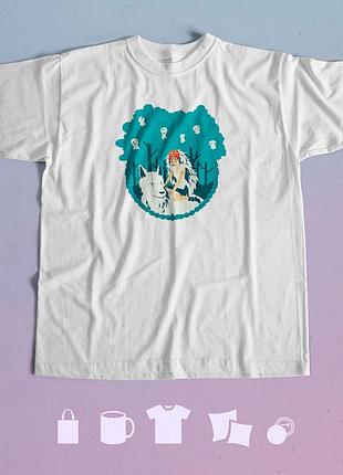 Футболка с принтом аниме принцесса мононоки princess mononoke xl біла