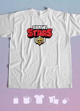 Футболка с принтом brawl stars бравл старс 3 s біла