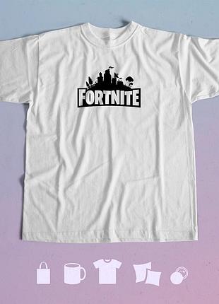 Футболка с принтом fortnite фортнайт xxl біла