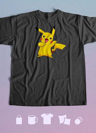 Футболка з принтом pokemon пакемони пікачу s чорна