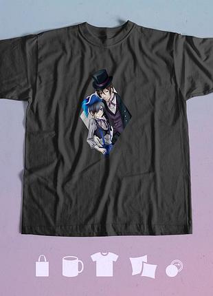 Футболка с принтом аниме темный дворецкий black butler xxl чорна