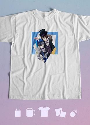 Футболка с принтом аниме темный дворецкий black butler m біла