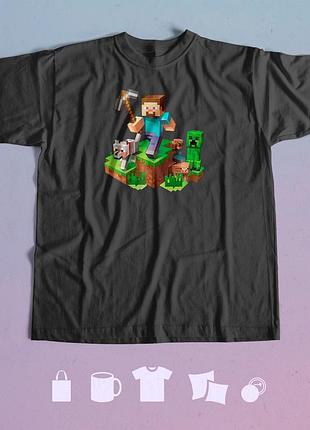 Футболка с принтом minecraft майнкрафт s чорна