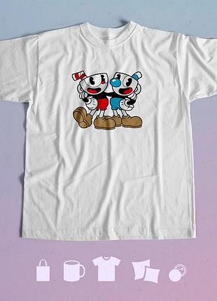 Футболка с принтом cuphead капхед s біла