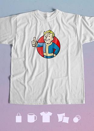 Футболка с принтом fallout фалаут xxl біла