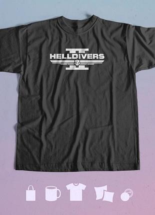 Футболка с принтом helldivers 2 l чорна