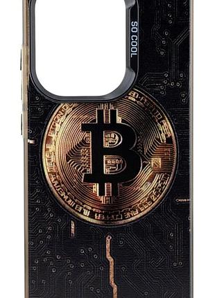Чехол prisma so cool для телефона xiaomi redmi note 13 pro 4g бампер стеклянный рисунок bitcoin