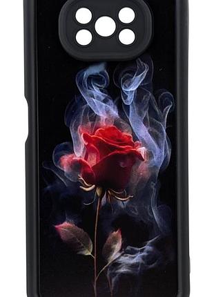 Чехол shock case print для poco x3 / poco x3 pro бампер силиконовый черный с рисунком роза