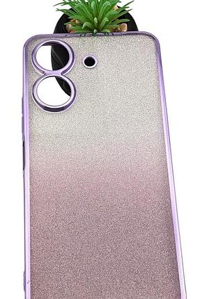 Чехол luxury case для xiaomi redmi 13c бампер силиконовый ombre блестки фиолетовый