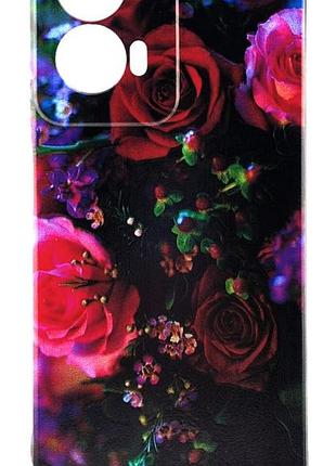 Чехол silicone case print для motorola g04 / g04s бампер с рисунком розы