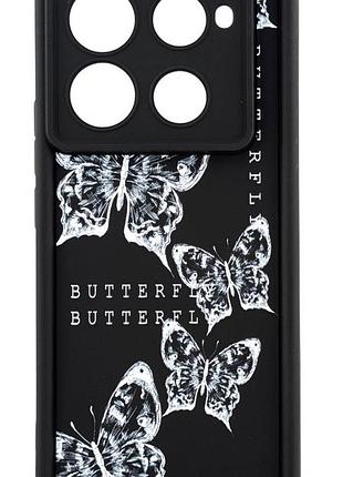 Чехол shock case print для infinix note 40 pro 4g (x6850) бампер силиконовый черный с рисунком бабочки