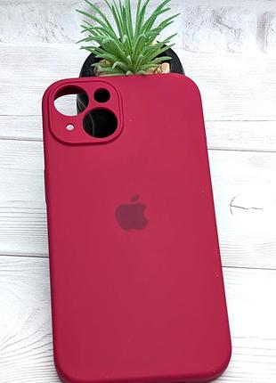 Чохол silicone case box для apple iphone 14 бампер soft touch з мікрофіброю малиновий no21