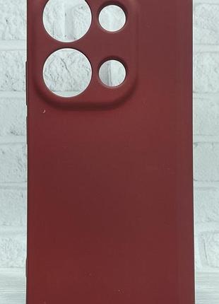 Уценка !!!! чехол silicone для xiaomi redmi note 13 pro 4g бампер с микрофиброй бордовый (уценка)