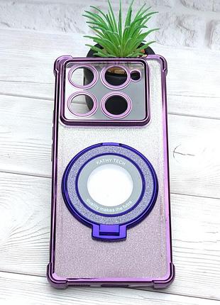 Чохол luxury case для infinix note 40 pro 4g (x6850) блискучий бампер із кільцем підставкою фіолетовий