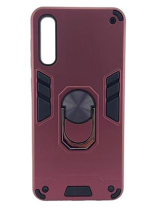 Ударостійкий чохол armored ring для samsung galaxy a50 / a505 з підставкою бордовий