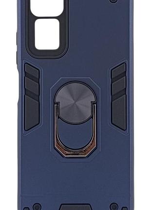 Чехол armored ring для xiaomi redmi note 11 / redmi note 11s противоударный бампер с подставкой темно-синий