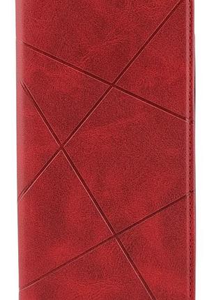 Чохол книжка business leather для xiaomi redmi note 9 pro на магніті з підставкою червоний