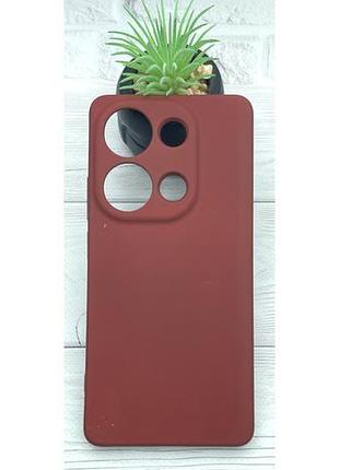 Уценка !!!! чехол silicone case для poco m6 pro бампер с микрофиброй бордовый (уценка !!!!)
