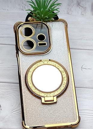 Чохол luxury case для oppo a40 (cph2669) блискучий бампер із кільцем підставкою золотий