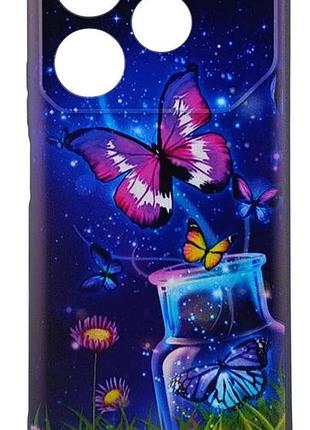Чехол silicone case print для tecno pova 6 neo бампер с рисунком бабочка