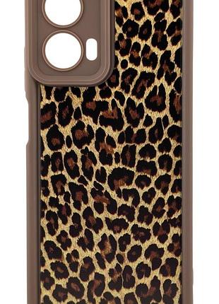 Чохол shock case print для motorola g04 / g04s бампер коричневий силіконовий з малюнком леопардовий принт