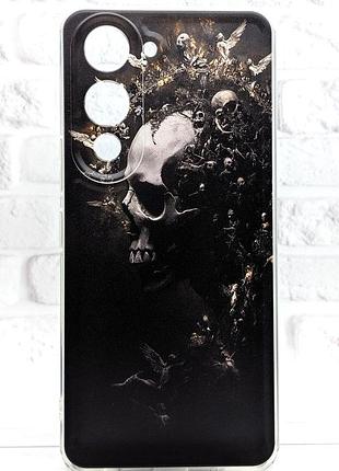 Чохол silicone case print для vivo y04 (v2430) прозорий бампер з принтом череп абстракція