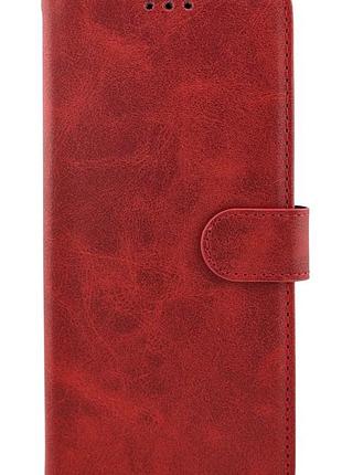Чехол книжка leather flip для xiaomi redmi note 14 4g eu (24117rn76e) на магните с подставкой красный